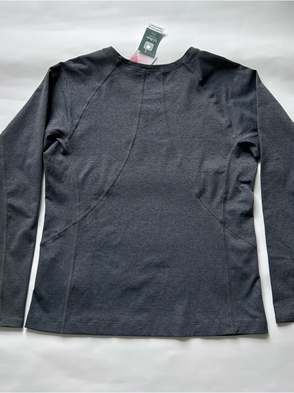 L.L.Bean Ladies Heather Charcoal Crew Neck Swim Shirt. UPF 50+ - Picture 2 of 6